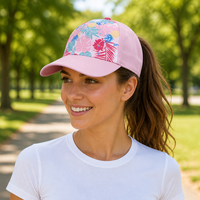 Casquette de baseball personnalisée pour femme, queue de cheval haute, imprimé floral tropical, chapeau de soleil sportif, séchage rapide, polyester/coton, casquette de sport d'extérieur
