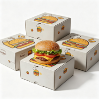 Boîte à hamburger anti-graisse avec logo personnalisé, en carton blanc, emballage jetable pour burgers, vente en gros pour la restauration rapide à emporter