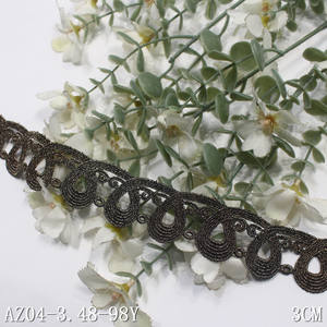 Ribete de <span class=keywords><strong>Encaje</strong></span> Bordado Soluble en Agua de Poliéster <span class=keywords><strong>Guipur</strong></span> Bicolor Negro y <span class=keywords><strong>Dorado</strong></span> Personalizado de 3CM de Ancho para Decoración de Costura de Ropa Abaya - Product Image 6