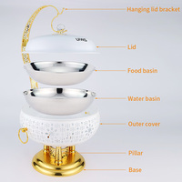 Plat à chafing de luxe UIWS 8L en acier inoxydable avec couvercle suspendu, blanc/doré/noir, pour fêtes, mariages, traiteur, buffet