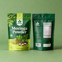 Kemasan Doypack Food Grade Custom dengan Cetak Digital, Aluminium Foil, untuk Bubuk Kayu Manis, Kunyit, dan Moringa