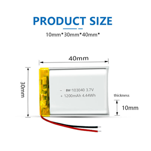 BW-103040 3,7 В 1200 мАч 800 цикл CE/RoHS/UN38.3/MSDS полимерная аккумуляторная батарея литиевая Lipo аккумуляторная батарея - Product Image 2