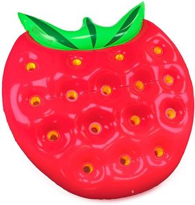 Matelas flottant gonflable personnalisé en PVC de 1,5 m (5 pieds) en forme de fraise avec 16 porte-gobelets pour fêtes <span class=keywords><strong>à</strong></span> la plage - Product Image 1
