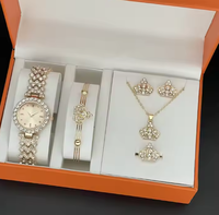 Nouveau en 2024 montre à quartz pour femme couronne cadran arabe complet diamant montre ensemble de bijoux montre connectée montre intelligente
