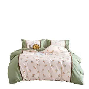 مجموعات لحاف السرير الملك الحجم الفاخرة غرفة نوم الكتان رومانسية duverts حاف غطاء القطن المخملية الفراش مجموعات
