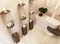 Vente en gros de meubles de salon sur mesure Station de miroir mural circulaire pour salon de coiffure Station de miroir pour salon de coiffure led