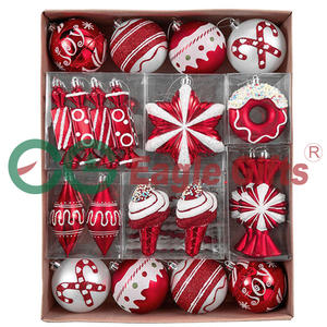 EAGLEGIFTS 60 Piezas Decoración Navideña <span class=keywords><strong>de</strong></span> Lujo, Adornos <span class=keywords><strong>de</strong></span> Caramelo y Donuts Rojos y Blancos, Bolas <span class=keywords><strong>de</strong></span> Navidad - Product Image 1