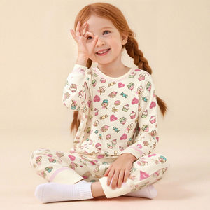 <span class=keywords><strong>Pigiama</strong></span> per Bambini in Jersey di Cotone con Stampa <span class=keywords><strong>Gatto</strong></span>/Cupcake - Morbido Completo a Maniche Lunghe con Motivi Carini per Ragazze - Product Image 4