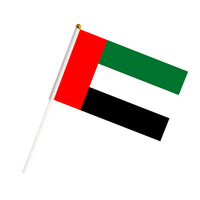 Livraison rapide, drapeaux à main personnalisés de 14*21 cm en polyester pour la Journée nationale des Émirats arabes unis avec bâton en plastique