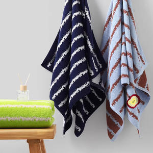 Toalla de Baño Rectangular de Algodón a Rayas Bordada, 73x140cm, 400g, Azul y Negro, para Uso Doméstico - Product Image 2