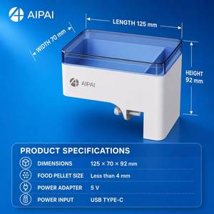 Distributeur automatique de nourriture pour poissons A+ AIPAI, application WiFi, contrôle à distance, alimentation précise et programmée pour aquarium. - Product Image 6