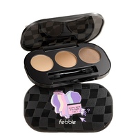Palette de poudre à sourcils 3 teintes, marque privée, kit de maquillage pour sourcils imperméable avec pinceau, vente en gros pour salon de beauté, logo personnalisé OEM