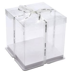 Boîte de <span class=keywords><strong>transport</strong></span> <span class=keywords><strong>transparente</strong></span> en plastique PET de luxe sur mesure pour gâteaux d'anniversaire, vente en gros - Product Image 5
