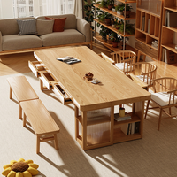 Bureau d'écriture au design simple, grand format, en bois massif avec tiroirs et rangements, bureau à domicile avec grande surface de travail pour le salon