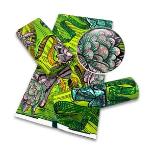 최신 아프리카 디자인 왁스 반짝이 앙카라 패턴 인쇄 100% 면 골드 파우더 왁스 직물 홈 섬유