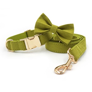 Productos populares 2024, collares de lujo para perros al aire libre, diseño de lazos para mascotas, correas de cuero de gamuza verde para mascotas, collares populares para perros - Product Image 1