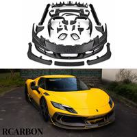 Kit carrosserie MSY Style en fibre de carbone sèche pour Ferrari 296 GTB GTS : Lame avant, jupes latérales, diffuseur arrière, aileron arrière et aileron de capot