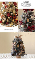 Mini sapin de Noël avec lumières LED, sapin artificiel floqué en PE PVC, base en bois massif pour décoration de table