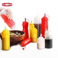 Bouteille distributrice de sauce chili et ketchup en plastique de qualité alimentaire de 16 oz avec logo personnalisé, classique, FIFO, pour cuisine et fête