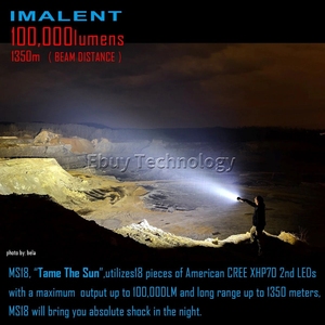 Imalent MS18 Đèn pin tìm kiếm mạnh mẽ Đèn pin 100000 lumen cao năng lượng có thể sạc lại chuyên nghiệp Cree xhp70.2nd dẫn săn bắn ngọn đuốc - Product Image 4