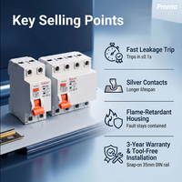 KORLEN 2P Tipo AC 100mA-16 -63A 415V Disyuntor de corriente residual industrial Seguridad para equipos electrónicos Hogar para