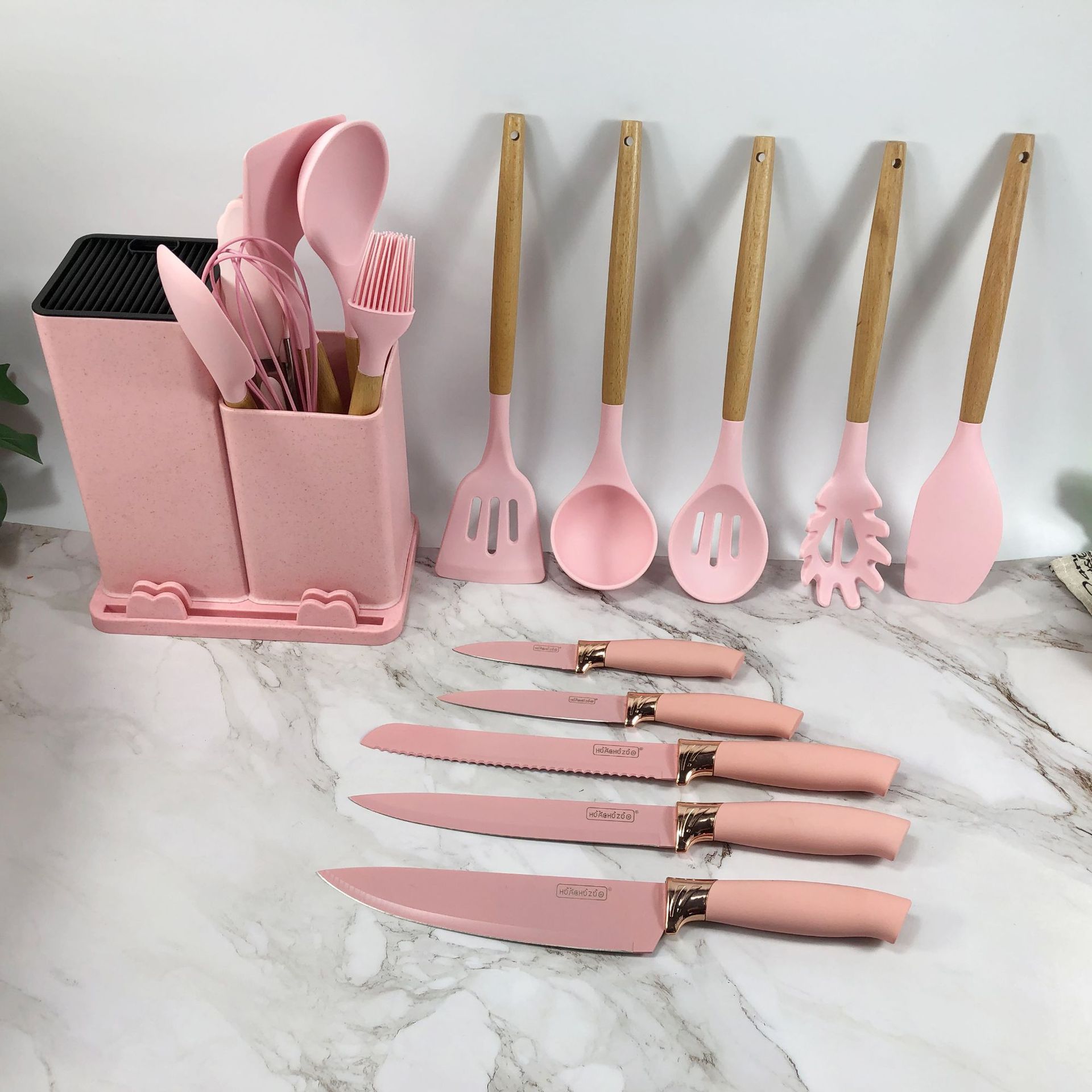 Hot Selling Non Stick Heat Resistance 19 PCS Silicone Cooking Tools Silicone Kitchen Utensils Set with Wood Handle · image 3