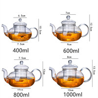 Harmony High Sale Épaissie Haute Borosilicate Fleur Résistant À La Chaleur Filtration Théière En Verre