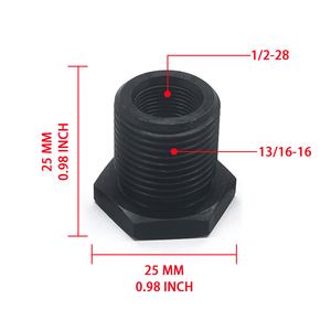 Convertisseur de filetage hexagonal en aluminium 1/2-28 à 13/16-16, anodisé noir, raccord de filtre automobile JXSS011B - Product Image 1