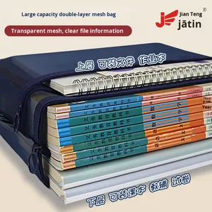 Mở Lớn L-Hình Da Tập Tin Túi Cho Học Sinh Trung Học Kiểm Tra Giấy Lưu Trữ Tổ Chức Công Cụ - Product Image 1