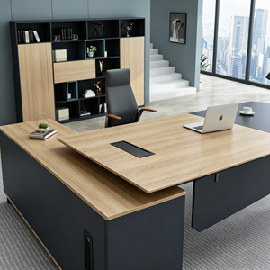 Bureau de direction moderne en bois avec armoire, <span class=keywords><strong>table</strong></span> d'ordinateur pour bureau à domicile - Product Image 5