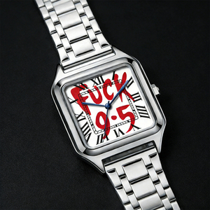 <span class=keywords><strong>Orologio</strong></span> al Quarzo Unisex FUCK9.5 in Acciaio Inox, <span class=keywords><strong>Quadrante</strong></span> <span class=keywords><strong>Quadrato</strong></span>, Stile Semplice ed Elegante, Impermeabile, di Lusso - Product Image 2