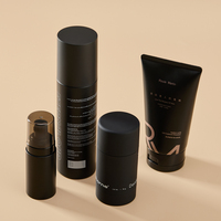 Ensemble d'emballages cosmétiques noir mat de luxe 100ml 250ml flacon pulvérisateur en mousse plastique tube souple pour hommes soins de la peau produits de toilettage