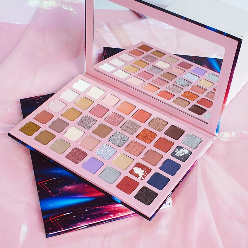 Поставщик косметики под частной торговой маркой, 40 цветных поддонов для макияжа, веганская водостойкая стойкая палитра теней для век
