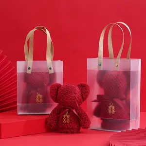 Wholesale Kitchen Cleaning Lace Craft Square Face With Gift Package Coral Fleece Bear Gift Box Towel