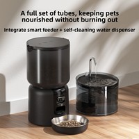 Distributeur automatique de nourriture pour animaux de compagnie 4L et fontaine à eau 2,2L avec caméra 1080P, contrôle par application, vision nocturne et alimentation programmée