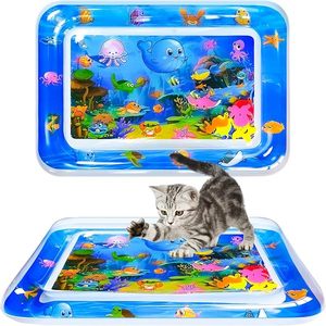Matras bermain air tiup PVC sensor tebal baru tikar bermain kucing berkelanjutan nyaman dan anjing kecil tikar bermain air untuk waktu perut - Product Image 5
