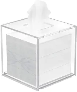 Netjes Transparante Fabriek Ontworpen Gemakkelijk Nemen Acryl Tissue Box Vierkante Tissue Case Met Deksel