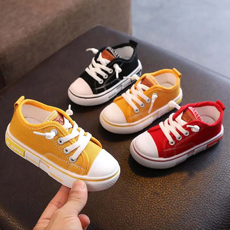High Quality New Arrival Girls Boys Children's Casual Shoes Low Top Lace Up Denim Kids Canvas Flat School Shoes