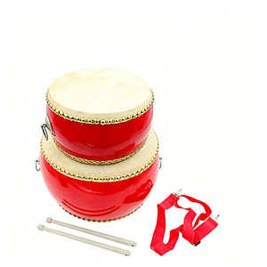 Wholesale 6/8/10 Inch Double-Sided Red Wooden <b>Drum</b> With Stick Percussion Instrument Early Educational Musical Instrument - Product Image 2
