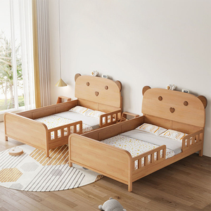 Set di Mobili Moderni Minimalisti in Legno di Faggio Massiccio, Lettini per Bambini con Sponda di Sicurezza, Design Cartoon per Camere da Letto Piccole e Soggiorni - Product Image 3