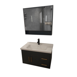 Meubles de <span class=keywords><strong>Salle</strong></span> de <span class=keywords><strong>Bain</strong></span> Modernes de Luxe avec Lavabo Simple, Miroir Intelligent <span class=keywords><strong>et</strong></span> Armoire Latérale en <span class=keywords><strong>Bois</strong></span> Massif - Product Image 5