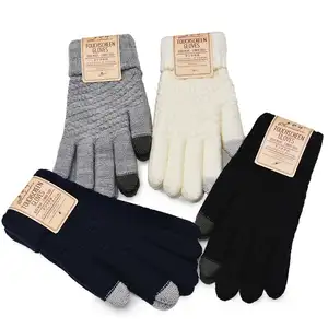 Japan Korea style new cashmere brushed knitted gloves lady jacquard touch screen gloves keep warm winter gloves