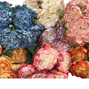 Fleurs artificielles de pivoine en soie, décoration intérieure, style moderne, bords brûlés, vente en gros transfrontalière - Product Image 1
