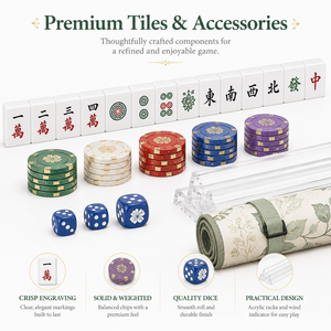 Complete American Mahjong Set with Floral Carrying Case <b>Roll</b> Up <b>Mat</b> Clear Acrylic Racks Tiles and Accessories - Product Image 4