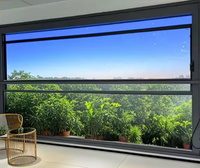 Ventana Elevadora Inteligente con Control Remoto Eléctrico VOBO, Doble Acristalamiento, Deslizamiento Vertical, Acero Inoxidable, Rellena de Gas Argón, Moderna