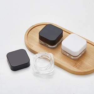 Atacado Viagem Portátil Pequena Amostra Creme Dispenser Garrafas De Vidro Claro 9g Quadrado Lip Balm Eye Gel <span class=keywords><strong>Jar</strong></span> com Cap Preto - Product Image 1