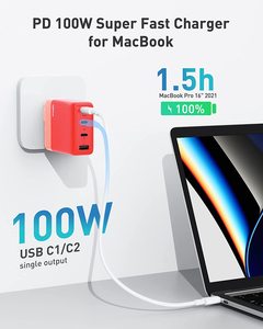 Chargeur rapide GaN 4-en-1 IDMIX 100W PD3.1 QC3.0 3C1A 100-240V Prise EU/US Écologique Ignifuge pour téléphones mobiles et tablettes - Product Image 3