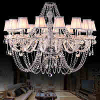 Lustre en cristal doré de luxe européen, lampe suspendue au plafond LED pour villa, salon, bureau à domicile, éclairage décoratif