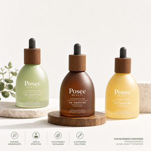 Flacon compte-gouttes carré en verre de luxe à base épaisse avec logo personnalisé, estampage doré, 30ml 50ml 100ml, flacon de sérum transparent à fond épaissi - Product Image 1