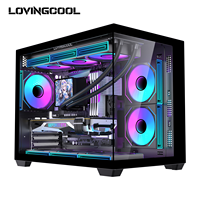 Gabinete de Torre Micro ATX Lovingcool con Paneles de Vidrio Templado de Vista Completa, Excelente Refrigeración y Diseño que Ahorra Espacio para PC Gaming
